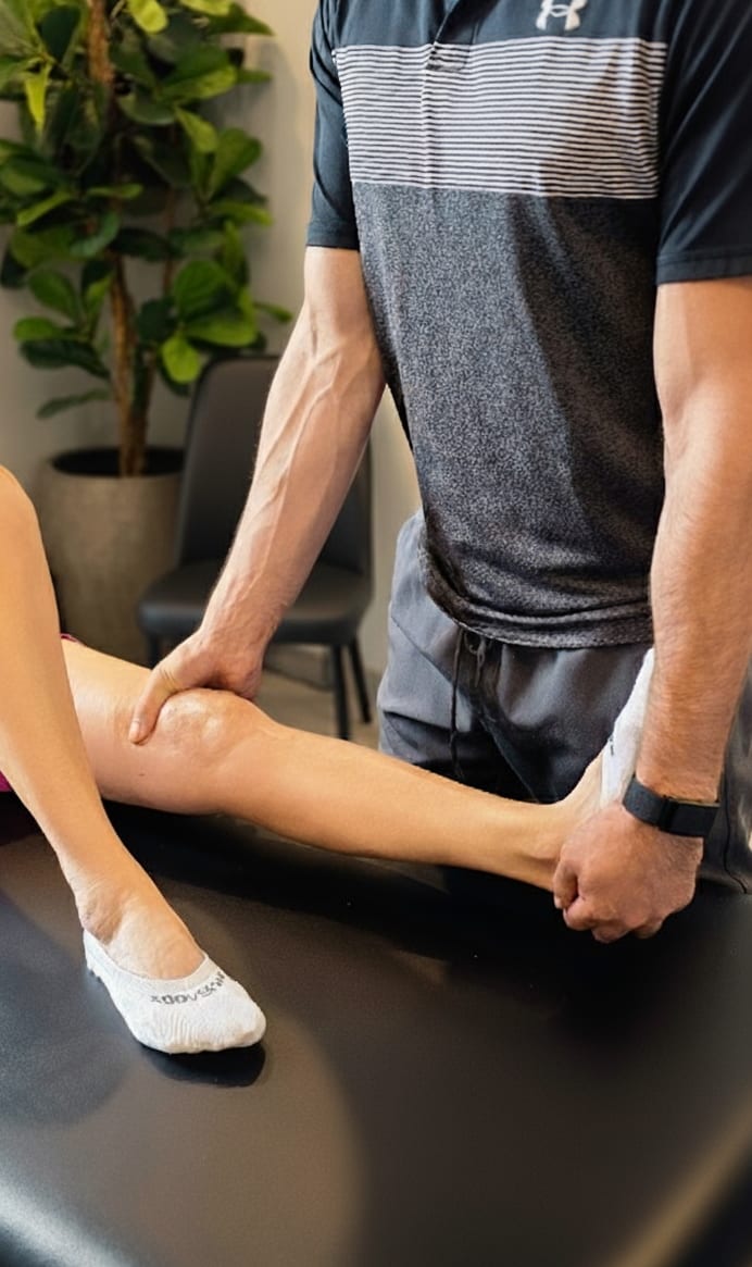 Manual therapy treatment - knee mobilization and stretching technique
